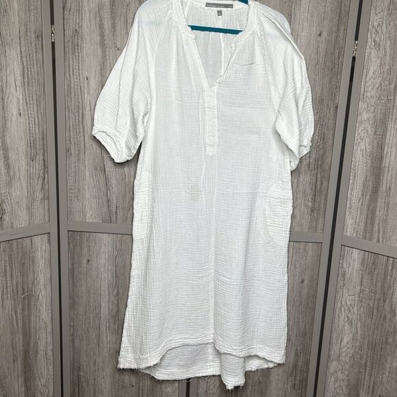 Ocean + Main Double Gauze Tunic Kaftan White Neutral Minimalist Size S/M - Picture 1 of 8